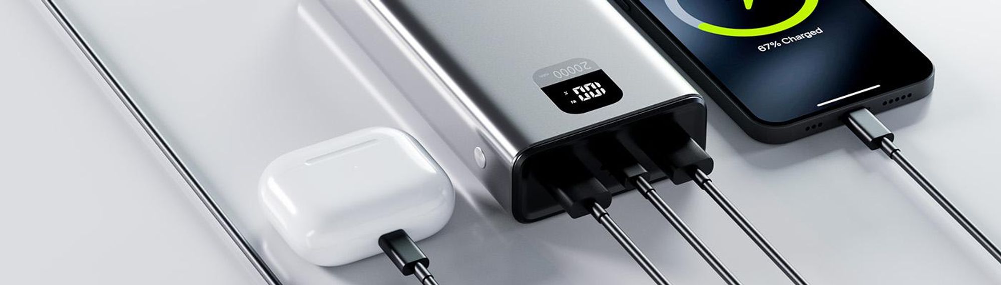 Allity Powerbank APB-100 PD QC 22,5W 20000 mAh szary szybkie ładowanie