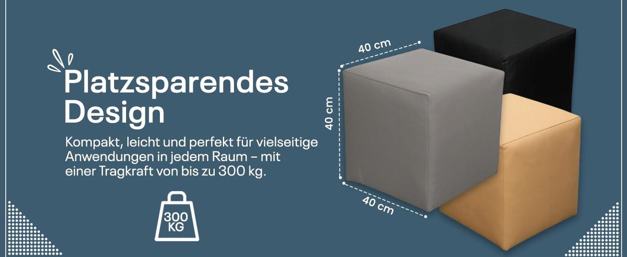 Sitzhocker Sitzwürfel | Bodenkissen Hocker | Sitzwürfel Kunstleder | Fußhocker Wohnzimmer | Sitzwürfel 40x40x40 | Sitzwürfel Holzwerkstoff (Grau)