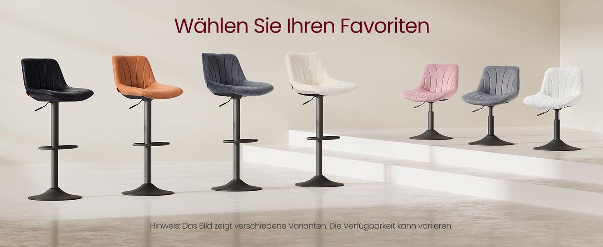 VASAGLE Schminkstuhl, Stizhocker, 65,5-77,5 cm höhenverstellbar, Barhocker, drehbar, Sherpa-Bezug, weiß