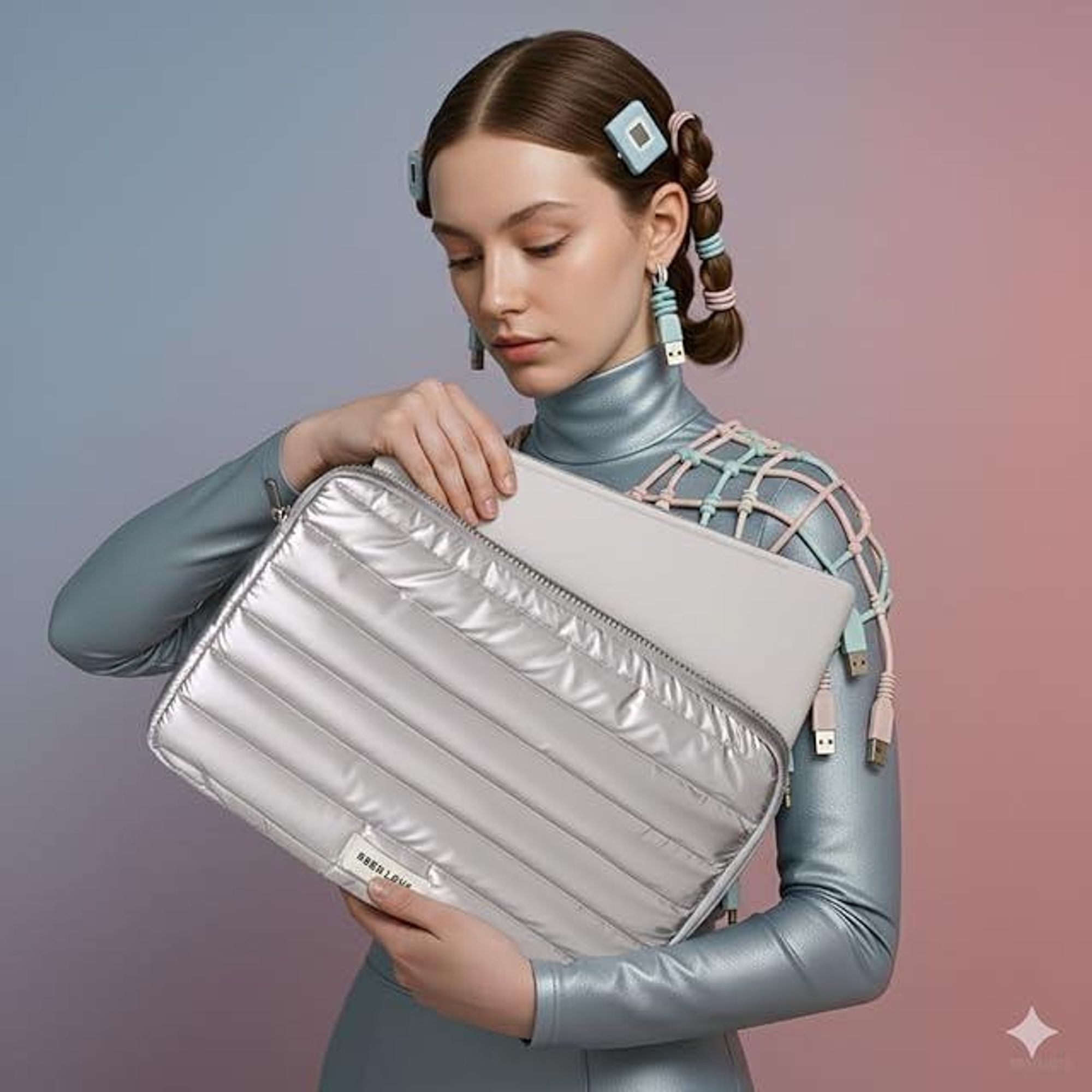 MEVYRA Laptop-Schutzhülle 13,3 Zoll, Silber, 34x2,5x24cm