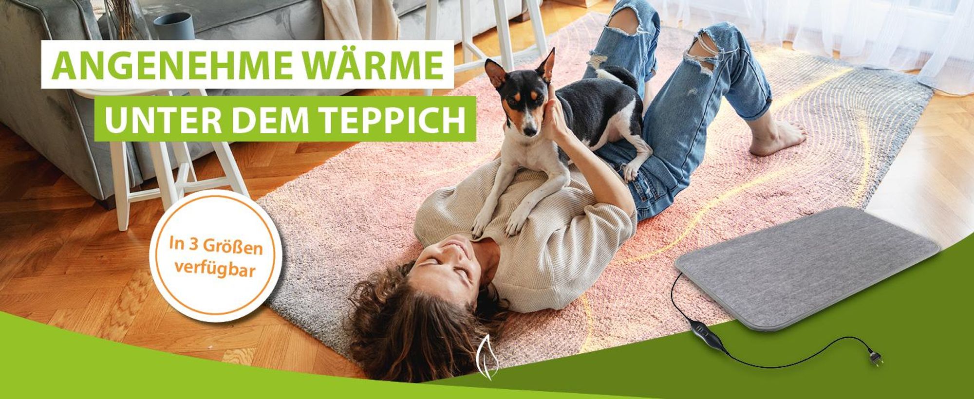 Mi-Heat Unterteppichheizung 100x140cm mit Thermostat u. Timer
