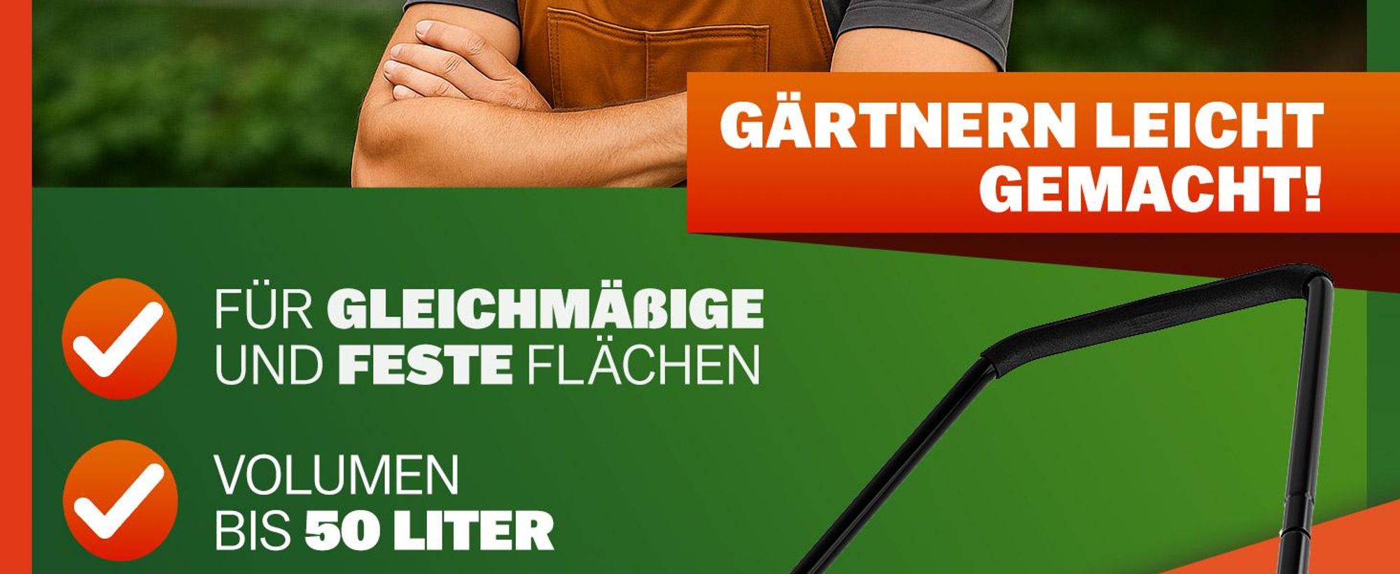 Gardebruk® Rasenwalze 60cm 50L gepolsterter Griff Schmutzabweiser befüllbar Handwalze Rasenroller Gartenwalze Ackerwalze