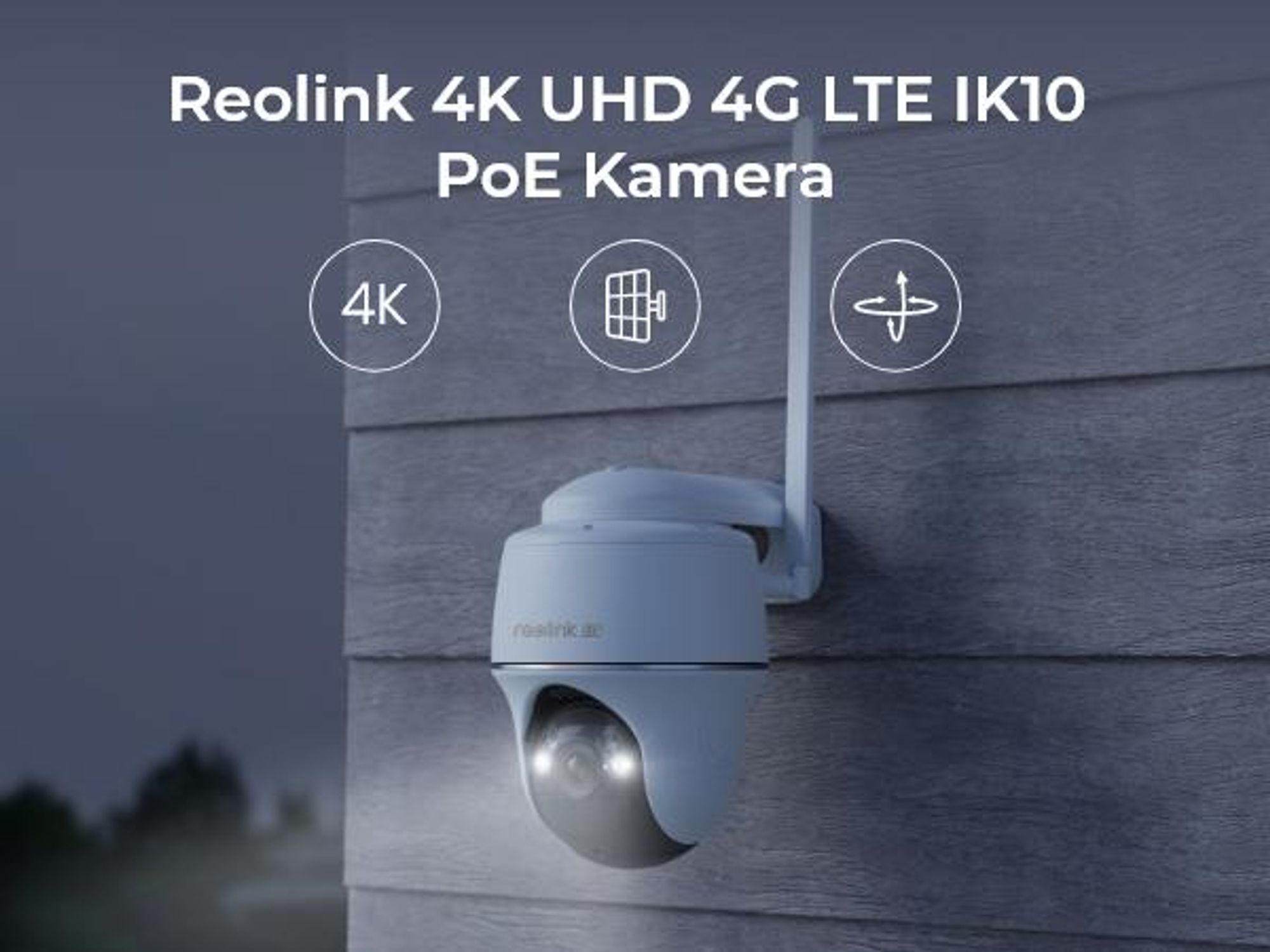 Reolink Go PT Ultra+Solarpanel, 4K 8MP 4G LTE PT Akku Überwachungskamera Außen, 360° Ansicht, Intelligente Erkennung, Farbnachtsicht