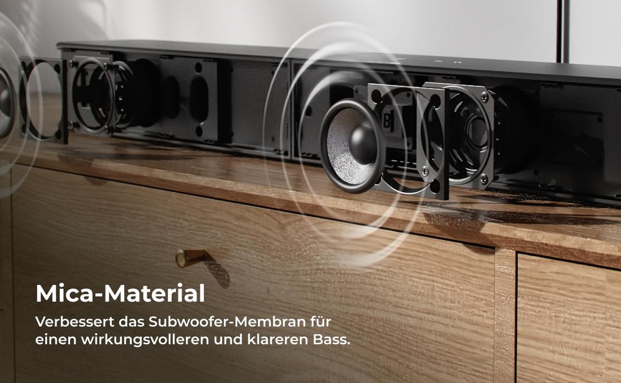ULTIMEA 2.1-Kanal Soundbar mit kabellosem Subwoofer, 240 W Spitzenleistung, VoiceMX & BassMX, App-Steuerung, HDMI, Bluetooth® 6.0, Poseidon R3T
