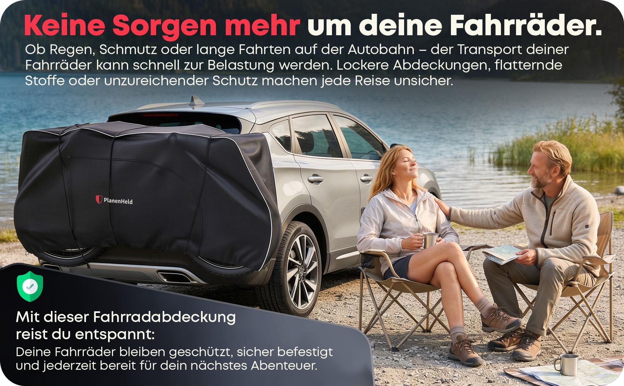 PlanenHeld Fahrradschutzhülle für Fahrradträger und Heckträger, Wasserdicht 600D