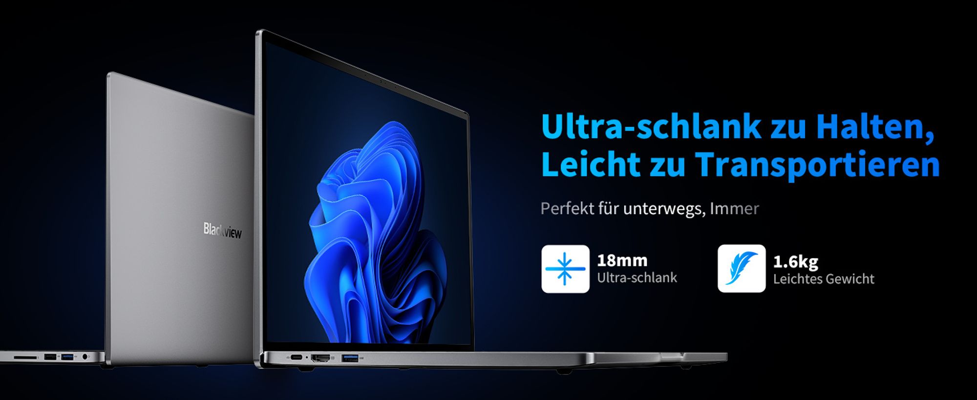 Blackview Notebook 16" FHD Display Acebook12, Intel Core i5-1030NG7 4x3,50 GHz Laptop, 16GB DDR4 512GB SSD/2TB, 180° drehbar, Windows 11, Fingerprint