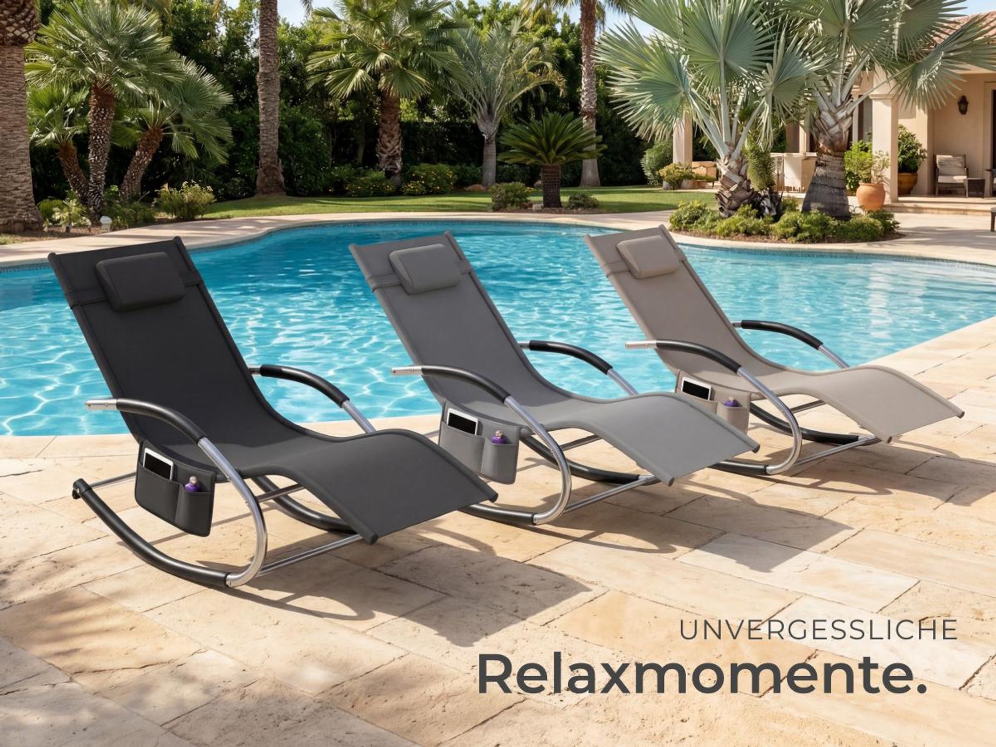 tectake® Gartenliege Taya, ergonomisch, Schwingfunktion