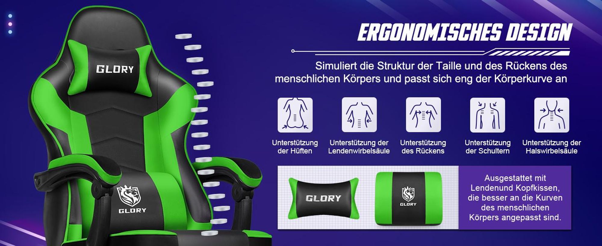 Adormii Gaming Stuhl, Ergonomischer Gaming Sessel, Schreibtischstuhl, Gamingstuhl mit Fußstütze, verstellbare Rückenlehne, Gaming stuhl 150 kg