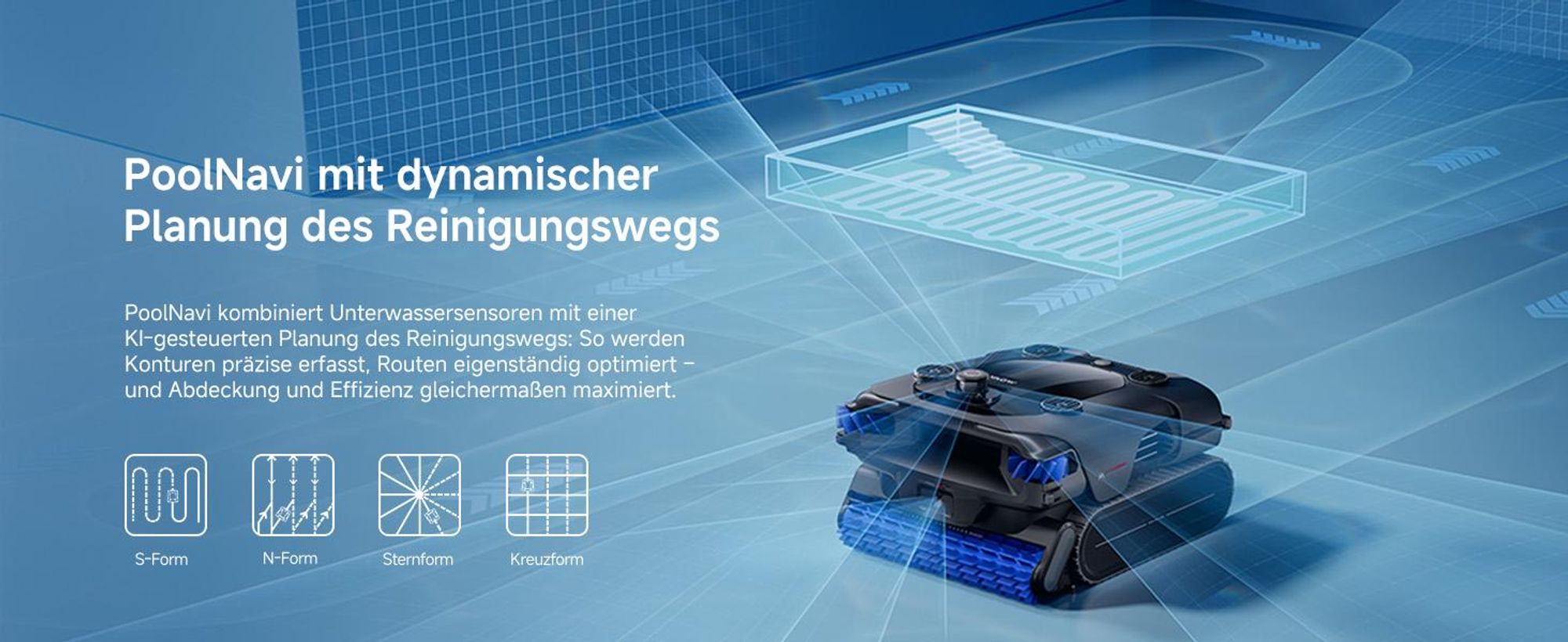 MOVA Rover X10 Roboter-Poolreiniger, 7-in-1 OMNI Clean, 38.000 l/h Saugkraft, KI-Navigation, AquaScan LDS, App-Steuerung