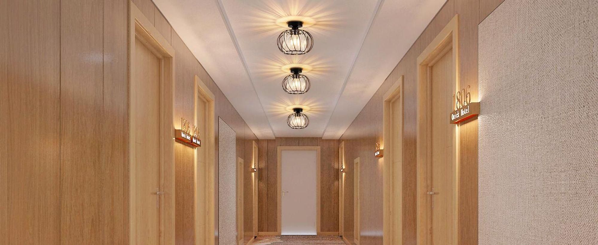 ZMH Deckenleuchte Kristall Deckenlampe 25cm Flur Flurlampe Deck Küchenlampe E27 Metall Schwarz Innen Deckenbeleuchtung für Küche Wohnzimmer Hotel