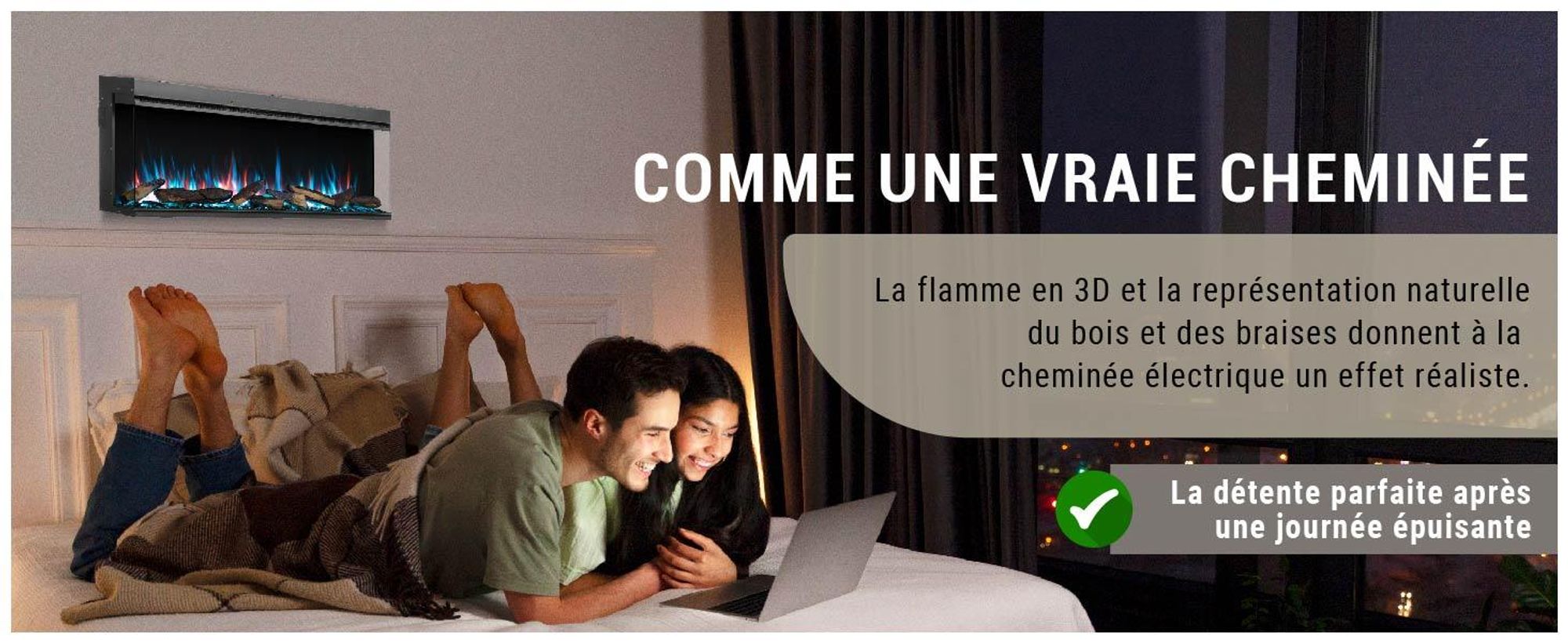 Cheminée électrique encastrable BALDERIA Athena 60 – Puissance de chauffage jusqu'à 1 500 W, noire