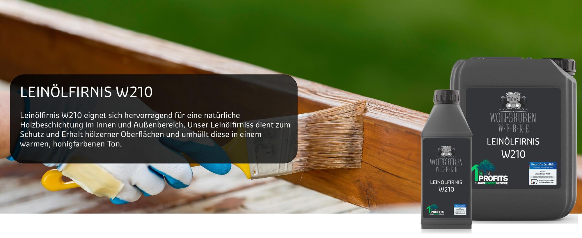 Leinölfirnis Holzöl farblos Leinöl natürlicher Holzschutz Holzpflegeöl W210