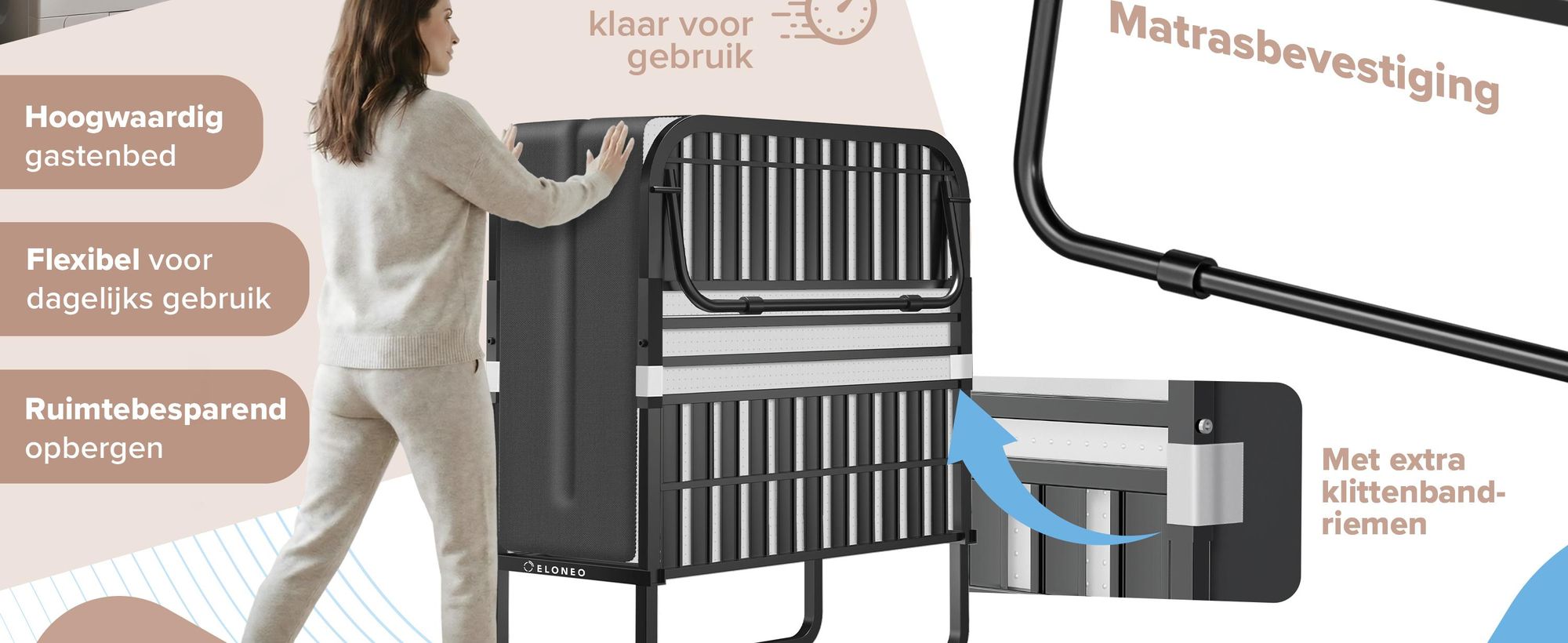 ELONEO Opklapbed met matras, 80x200 cm