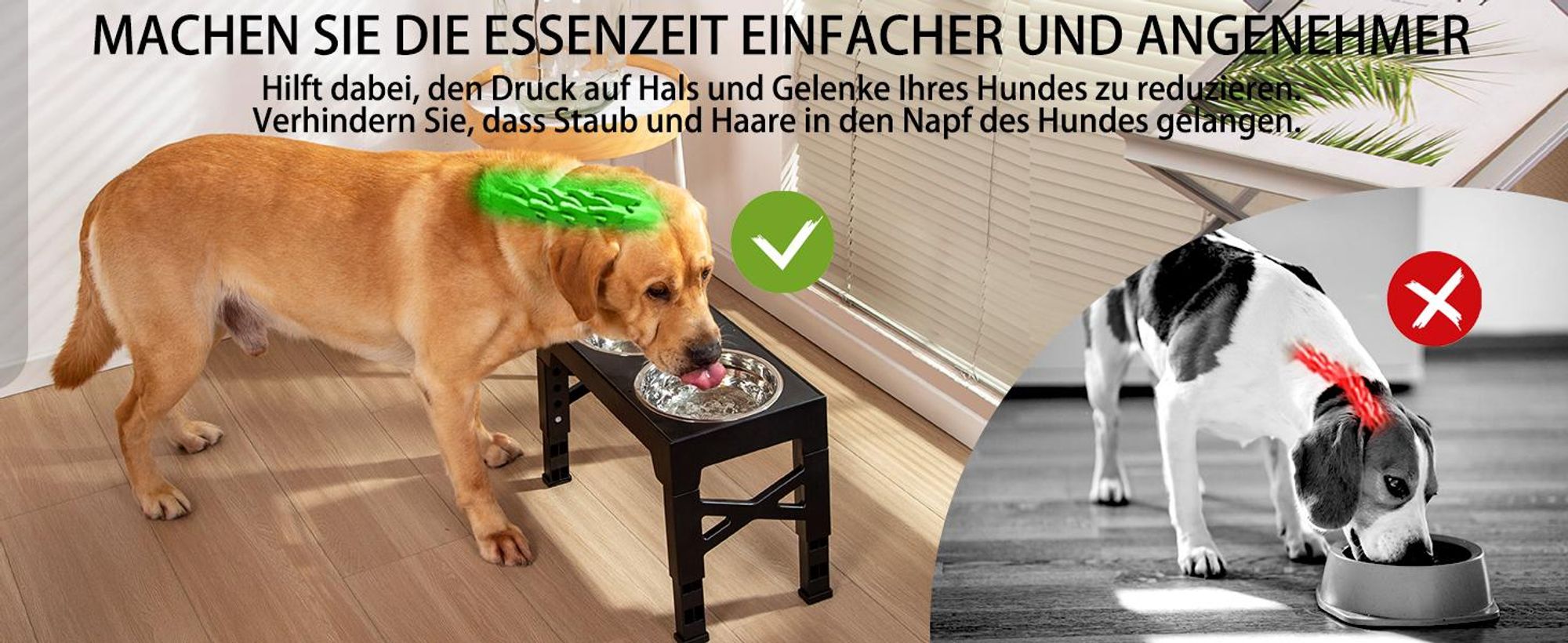 Hundenäpfe, Hundenapf, 4-fach höhenverstellbare und faltbare Futterstation Fressnapf Wassernapf, 2 Edelstahl- und 1 Antischlingnapf Hunde