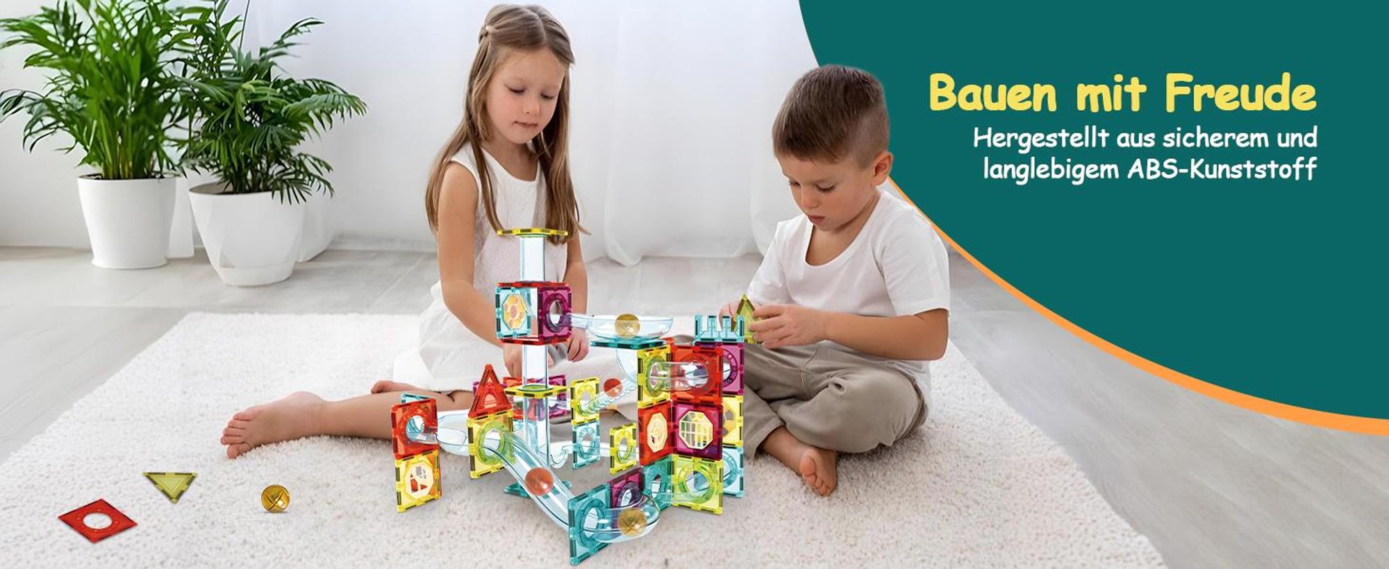 Olvy Magnetische Bausteine 100 Teile – Magnetische Murmelbahn & Konstruktionsspielzeug für Kinder, STEM, Montessori, kompatibel mit Magna & Connetix