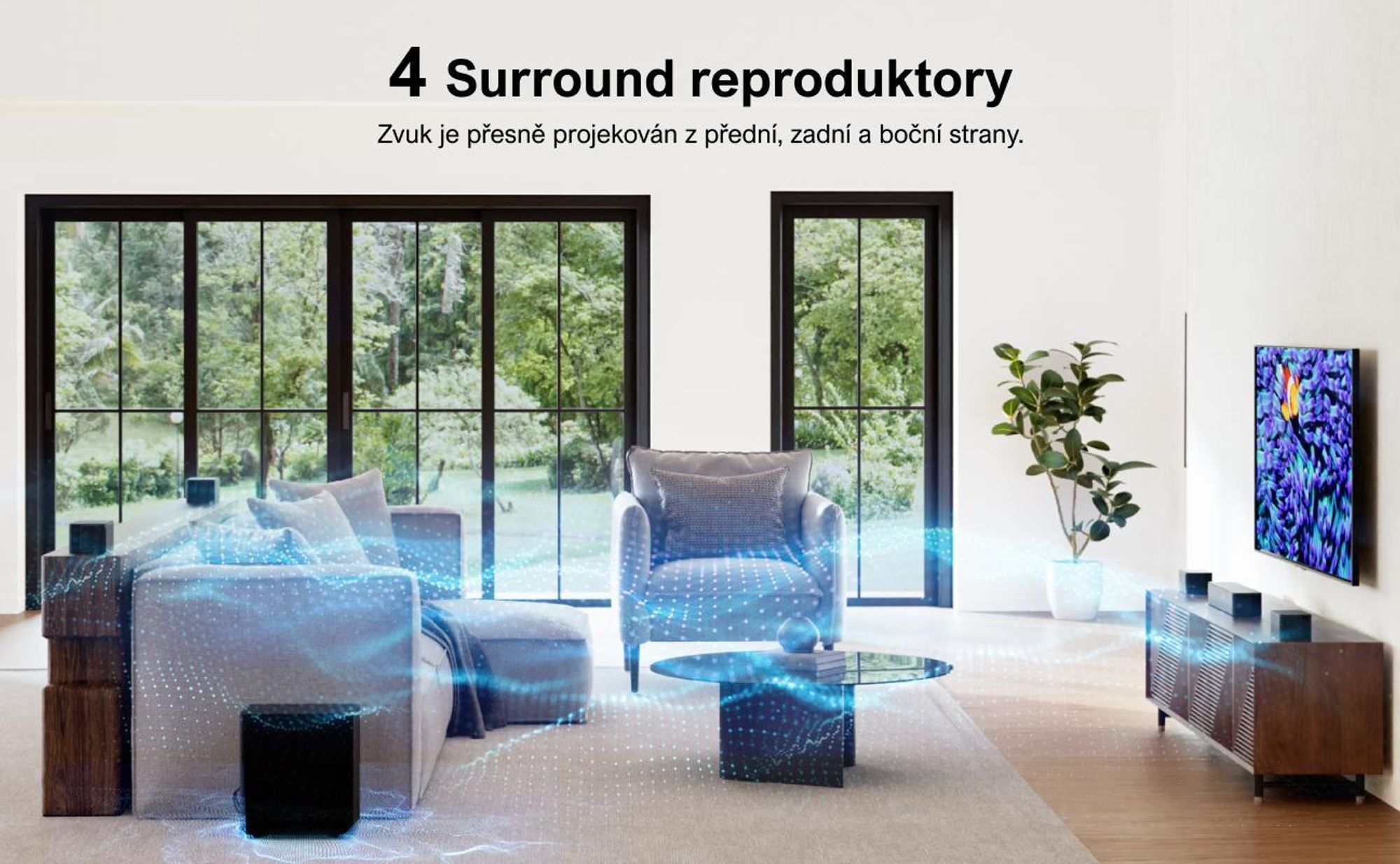 Virtuální prostorový zvukový systém ULTIMEA 7.1 pro TV, špičkový výkon 410 W, soundbar s nastavitelným subwooferem a prostorovým boxem, ovládání přes APP