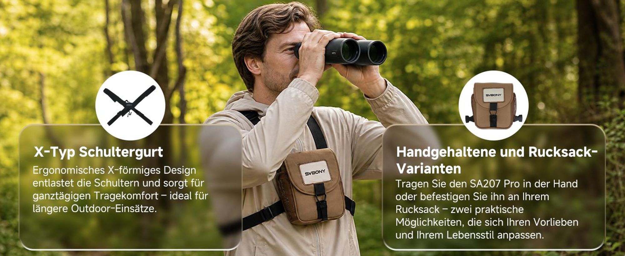 Svbony SA207 PRO APO 8x42 Fernglas mit Tragetasche, mit Ultraweitem 9,1 Grad Sichtfeld, IPX7 Wasserdicht und Beschlagfrei,  für Vogelbeobachtung