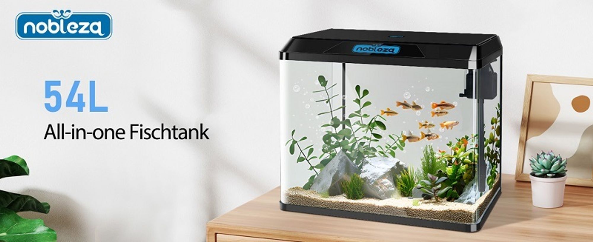 54L Mini Aquarium mit LED-Leuchten Filtersystem ,Weiß
