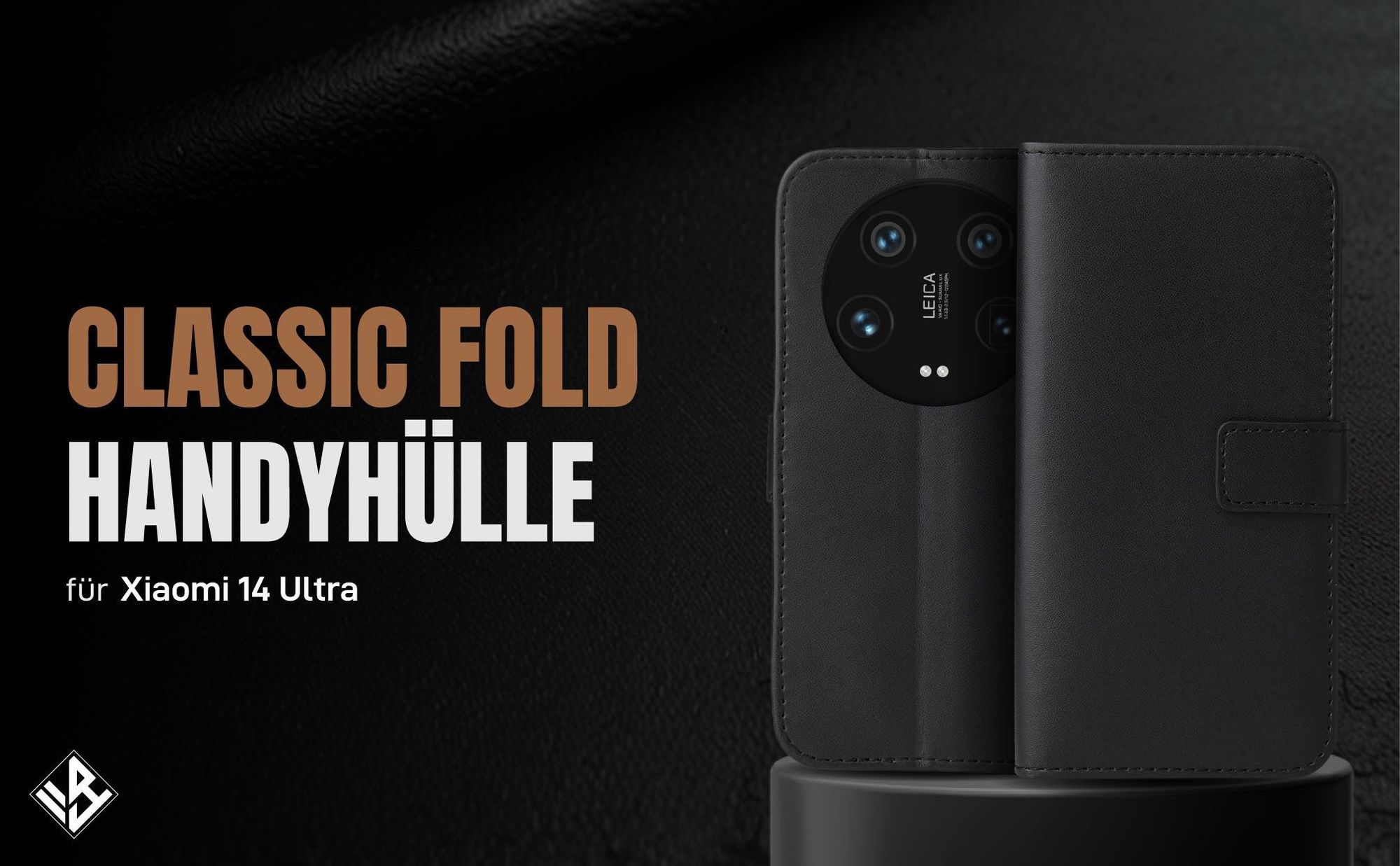 Schwarze Klapphülle für Xiaomi 14 Ultra mit Wallet-Funktion