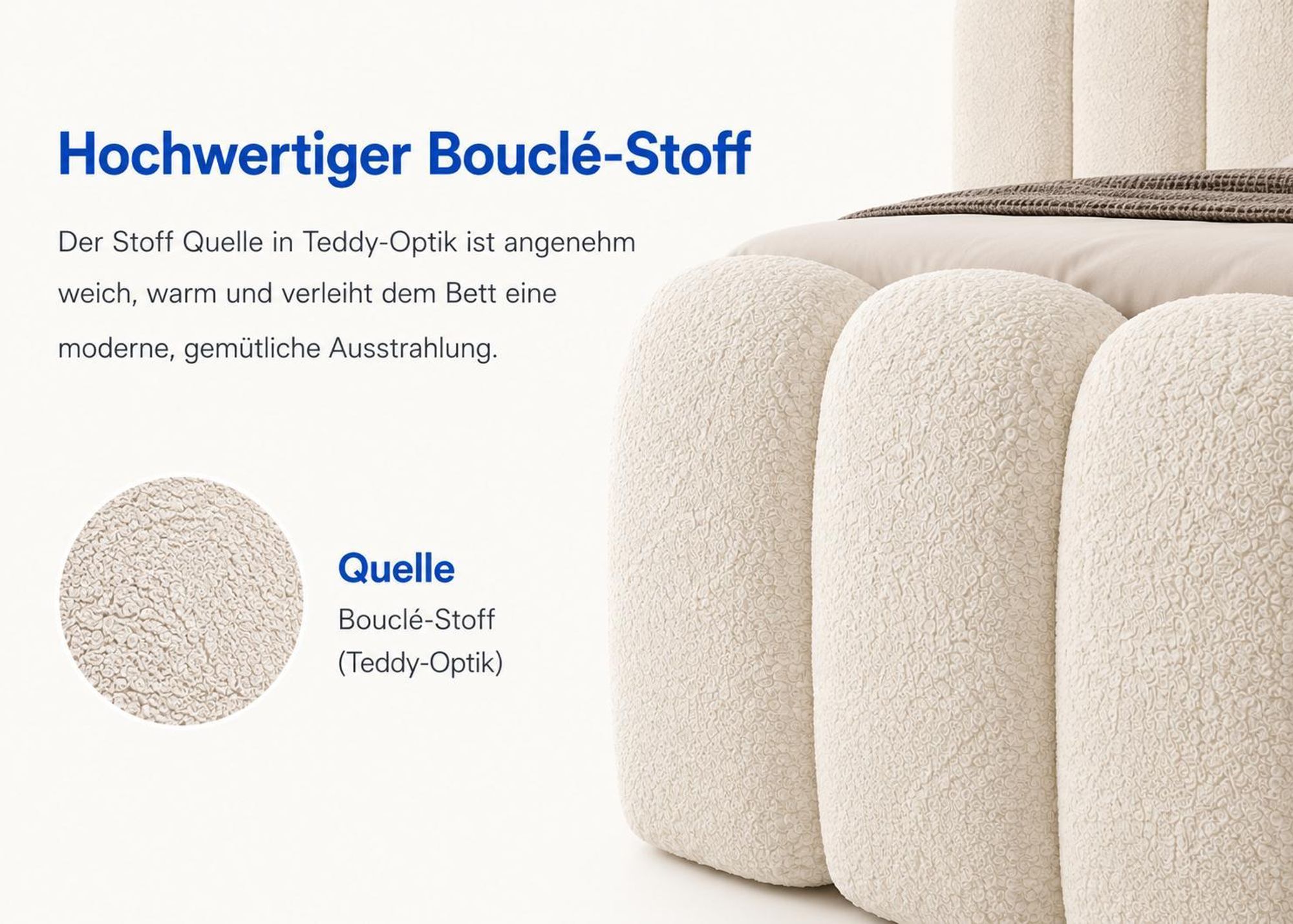 Boxspringbett CUDDLE mit abgerundeten Formen und gemütlicher Optik