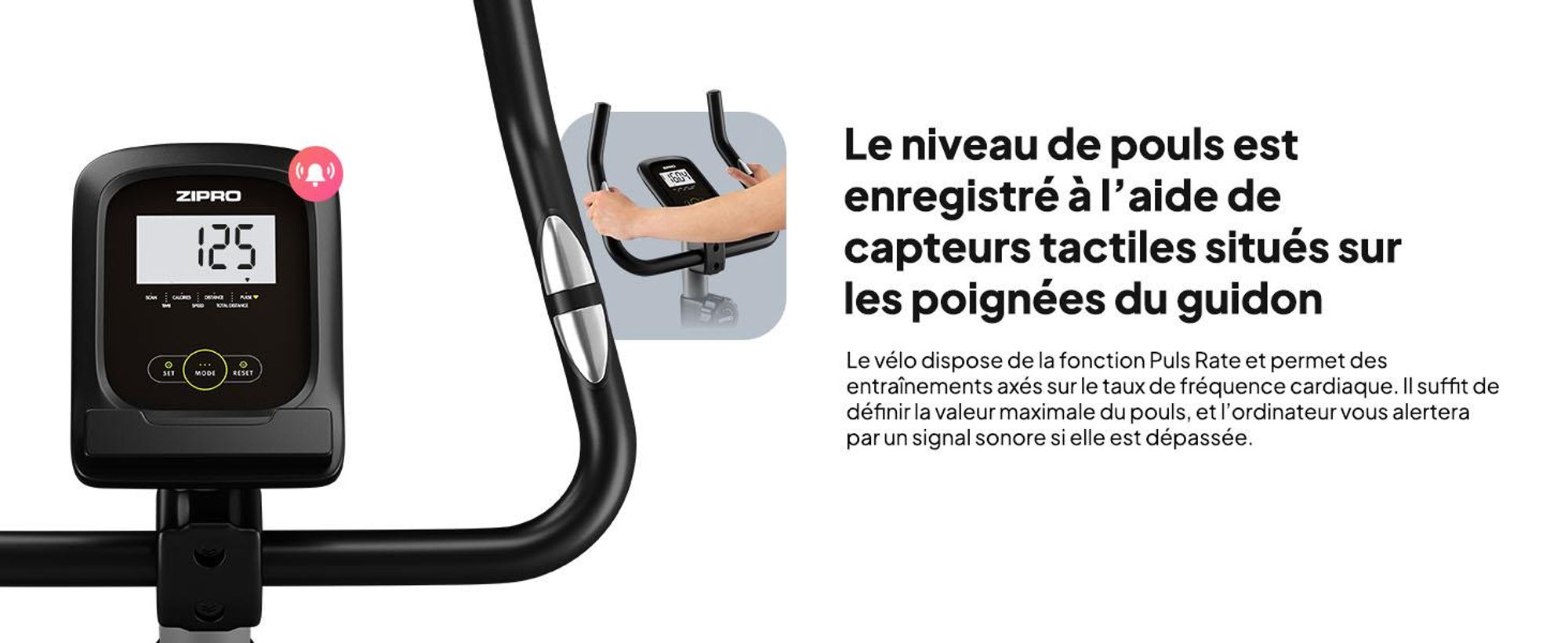 Zipro Drift Vélo d'appartement Vélo magnétique jusqu'à 120 kg Aimants Vélo d'exercice Vélo de fitness Vélo home-trainer Vélo cardio Computer