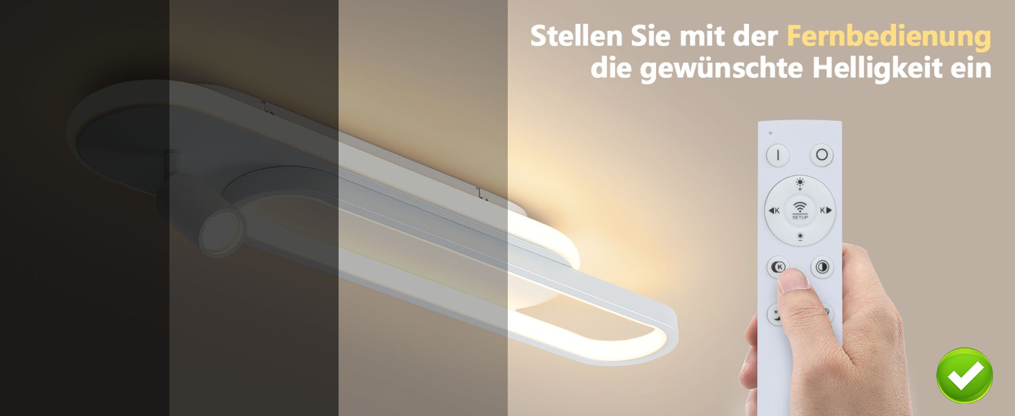 ZMH LED Deckenleuchte Wohnzimmer Deckenlampe Dimmbar mit 1Deckenstrahler Fernbedienung Weiß Küchenlampe 46W Modern 3000K - 6500K Schlafzimmerlampe
