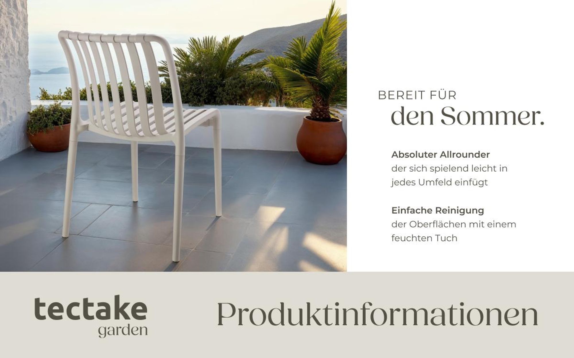 tectake® Gartenstühle Alcudia, wetterfest, stapelbar