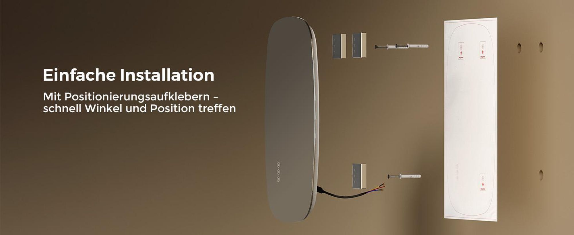 S'AFIELINA 80×50 cm Wandspiegel LED – Badspiegel mit Beleuchtung, HD-Glas , dimmbar, 3-farbige LED, Anti-Beschlag, horizontal & vertikal aufhängbar