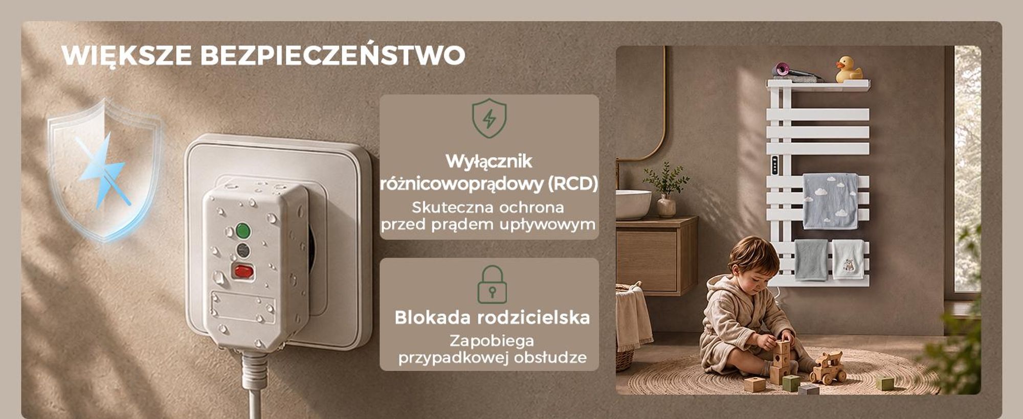 S'AFIELINA Grzejnik Łazienkowy Elektryczny 1050×500 mm 335 W Biały, Grzejnik na Ręczniki z Półką, WiFi, Ogrzewanie Włóknem Węglowym, 6 Trybów