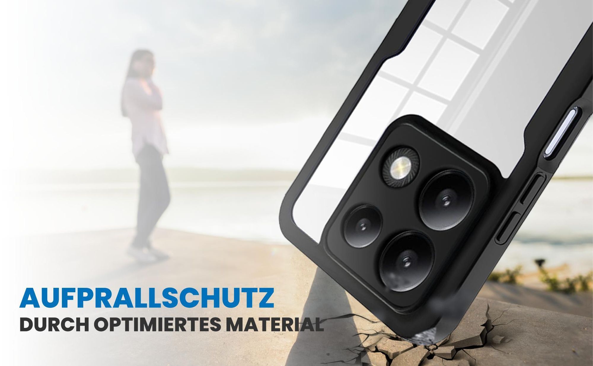 Schwarzes Front Back Cover für Xiaomi Redmi Note 13 5G mit Aufprallschutz