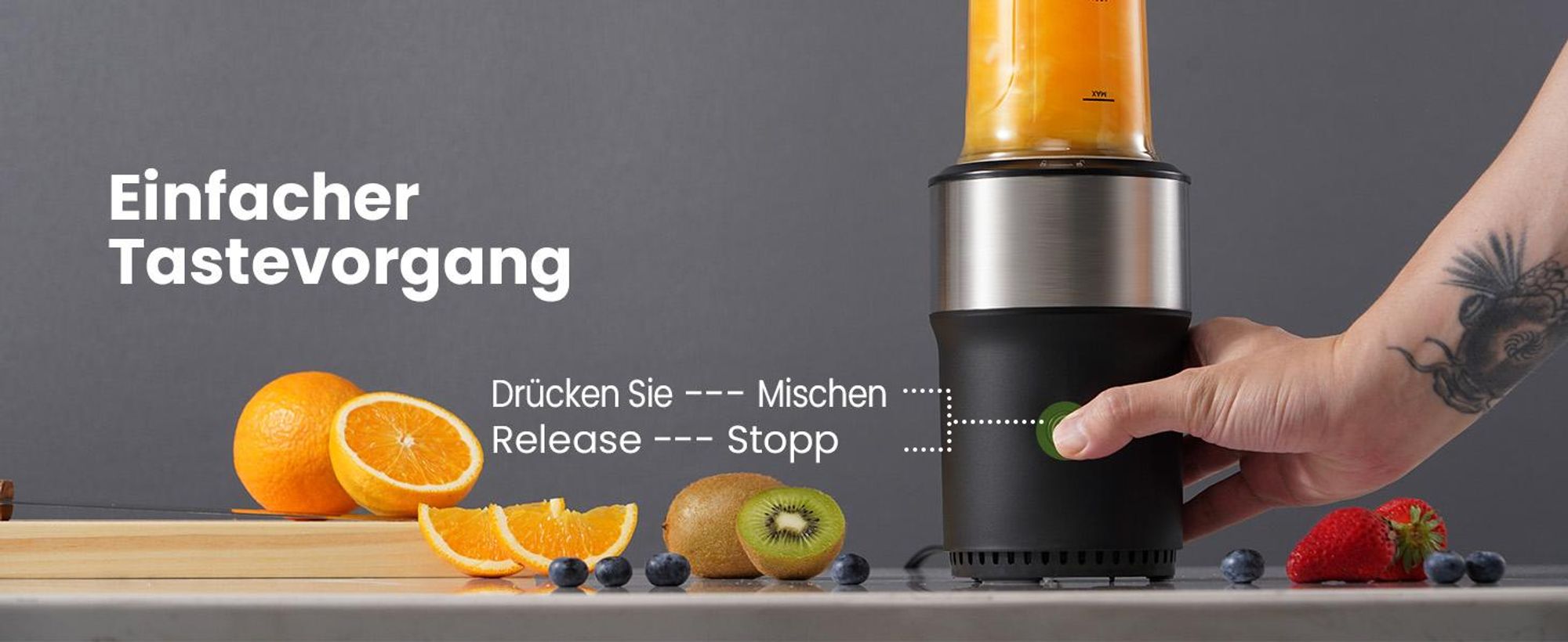 Smoothie Maker, StandMixer, Blender, 900W, mit 2 * 650ml Flasche, mixer mit Edelstahl 6-Klingen, BPA frei, Smoothies shakes und Säfte mit Rezepte