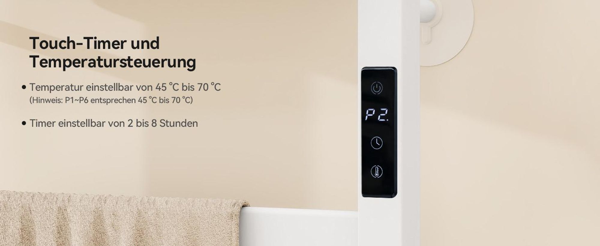 Puluomis Heizkörper Elektrisch Badheizkörper mit Timing Thermostat, Handtuchtrockner  Handtuchwärmer 395 x 470mm Badheizkörper Handtuchhalter 72W Weiß