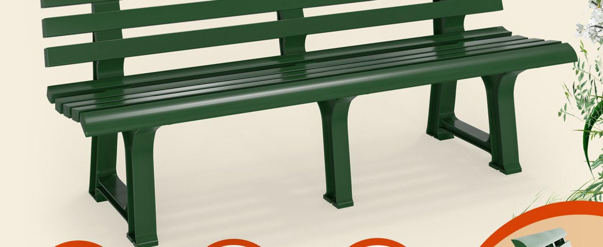CASARIA® Gartenbank Sitzbank Wetterfest Kunststoff 240kg Belastbarkeit Rückenlehne 3-Standfüße 145x46cm Garten Balkon Terrasse Bank Ergonomisch Grün