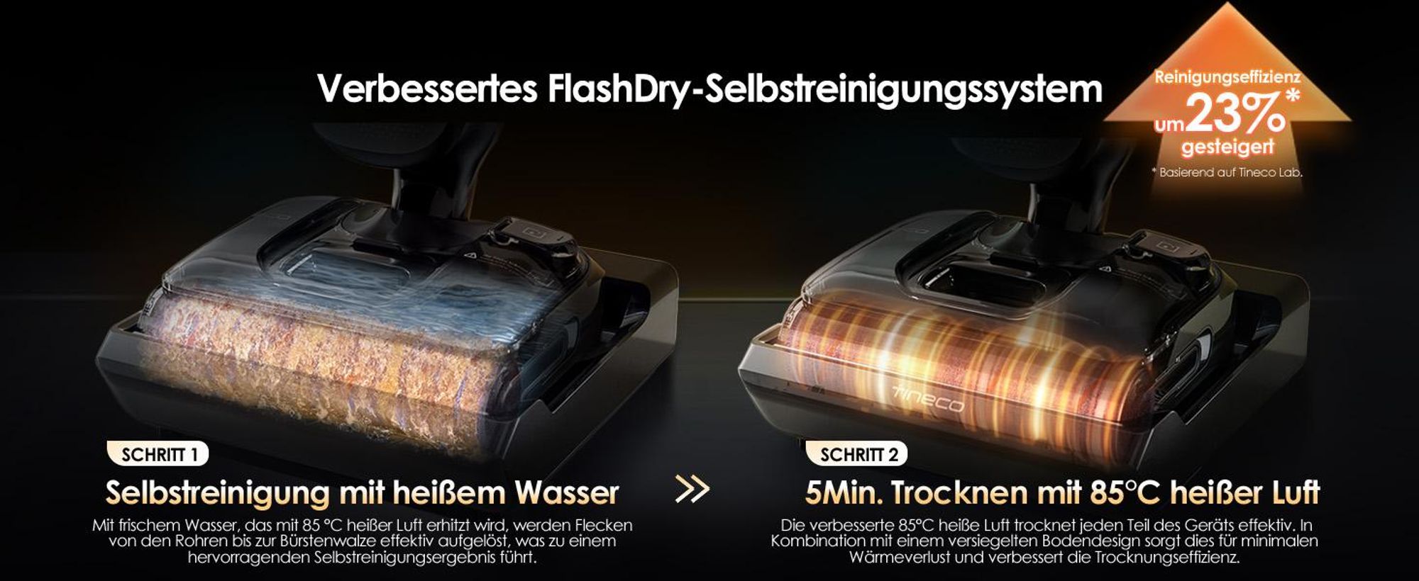 Tineco Floor One S7 Artist Nass-Trockensauger, 22 kPa Saugleistung, iLoop, Anti-Tangle, 85 °C Flashdry, 50 Min Laufzeit, Beidseitige Reinigung