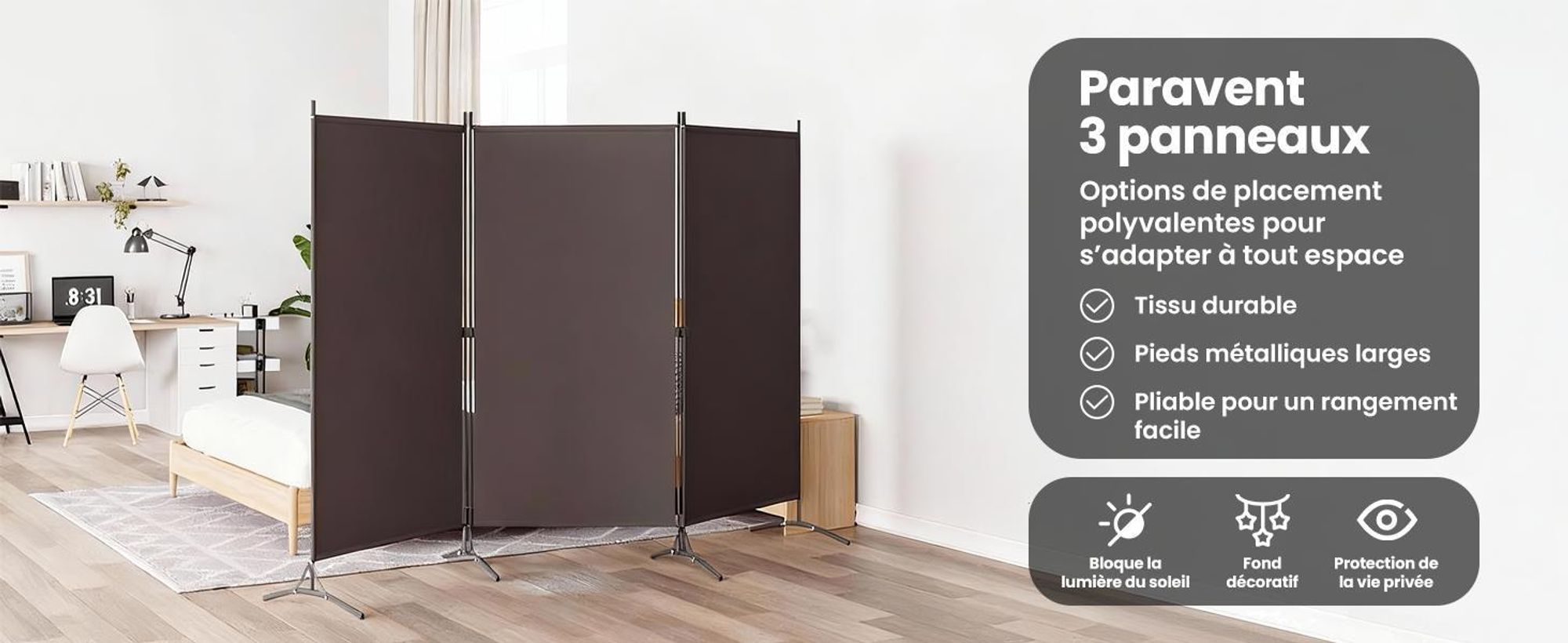 vidaXL Séparation de pièce 3 pièces anthracite 260x180 cm