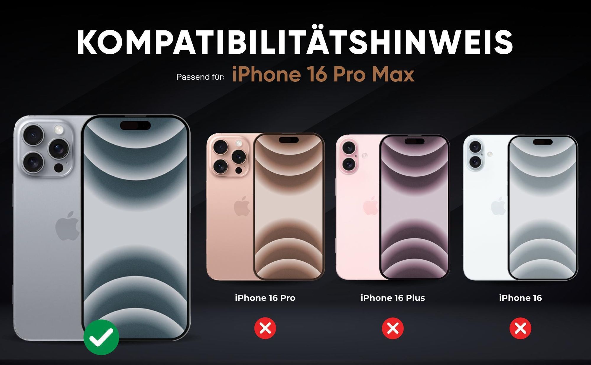 Kompatibilitätshinweise Hülle für Apple iPhone 16 Pro Max