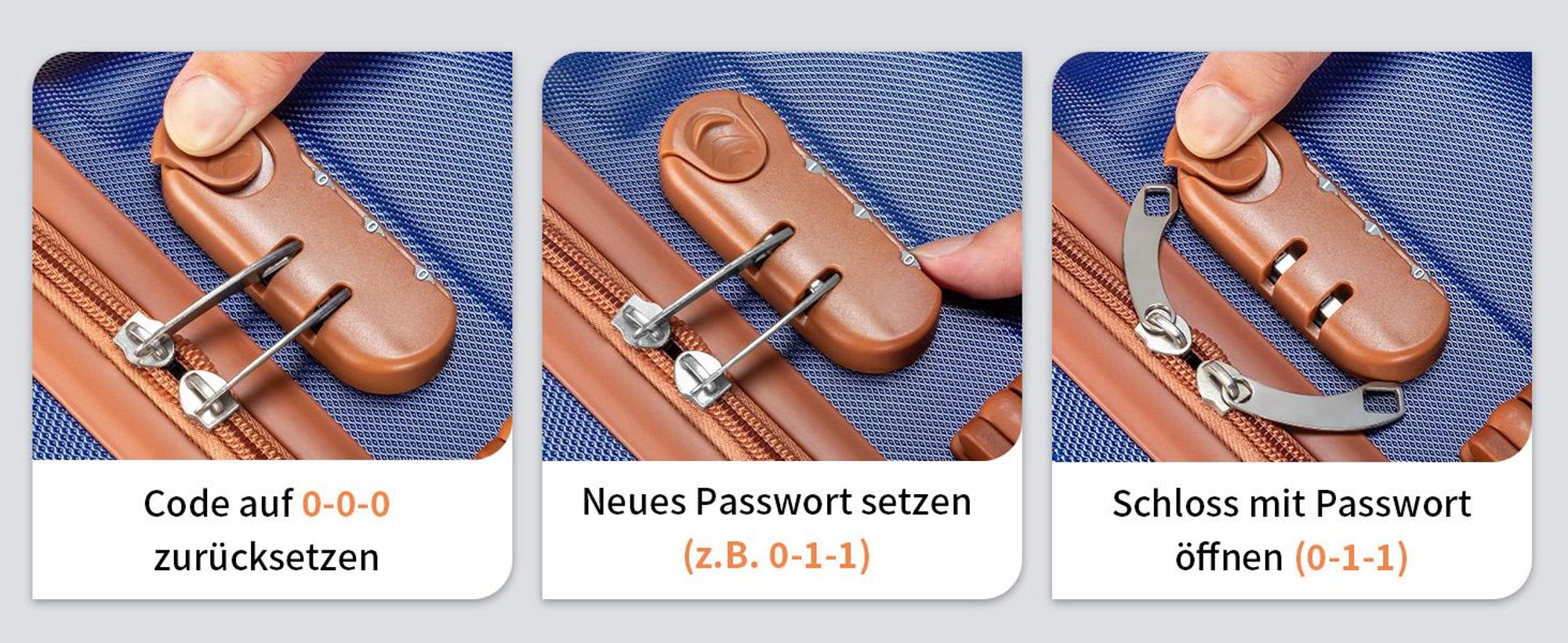 FCH Kofferset, 5tlg. Hartschalen Reisekoffer & Trolley Set S-M-L-XL + Handtasche, 360° Rollen, Dunkelblau