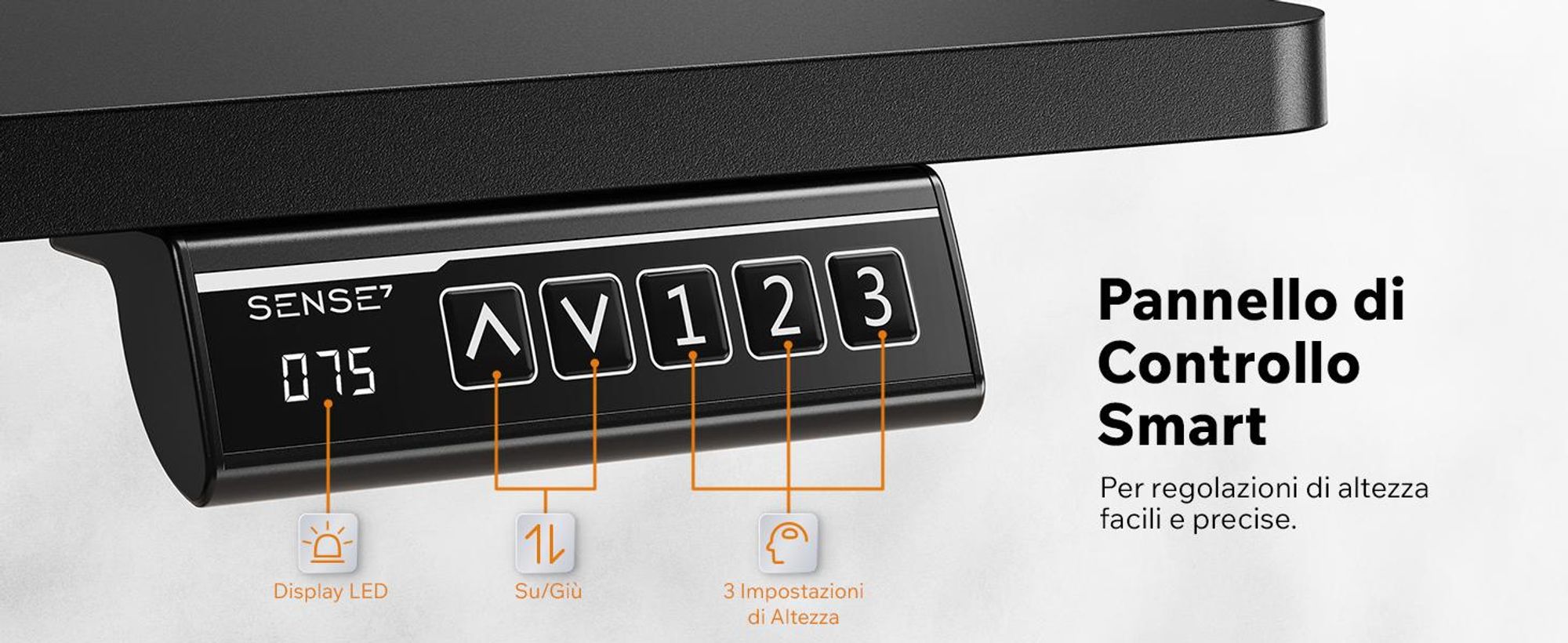 SENSE7 NOJO LIGHT Scrivania regolabile in altezza elettricamente 120x60 cm Nero Tavolo da gaming Tavolo da computer Scrivania in piedi Memory Home Office Tavolo per PC