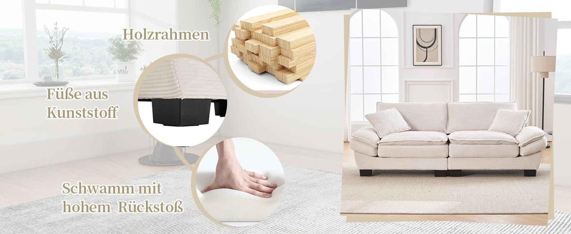 LVHOM Doppelsofa mit Kissen, 2-Sitzer Sofa mit tiefer Sitze, Polstersofa Polstersessel Chaiselongue Loungesofa, für Wohnzimmer, Dunkelgrau