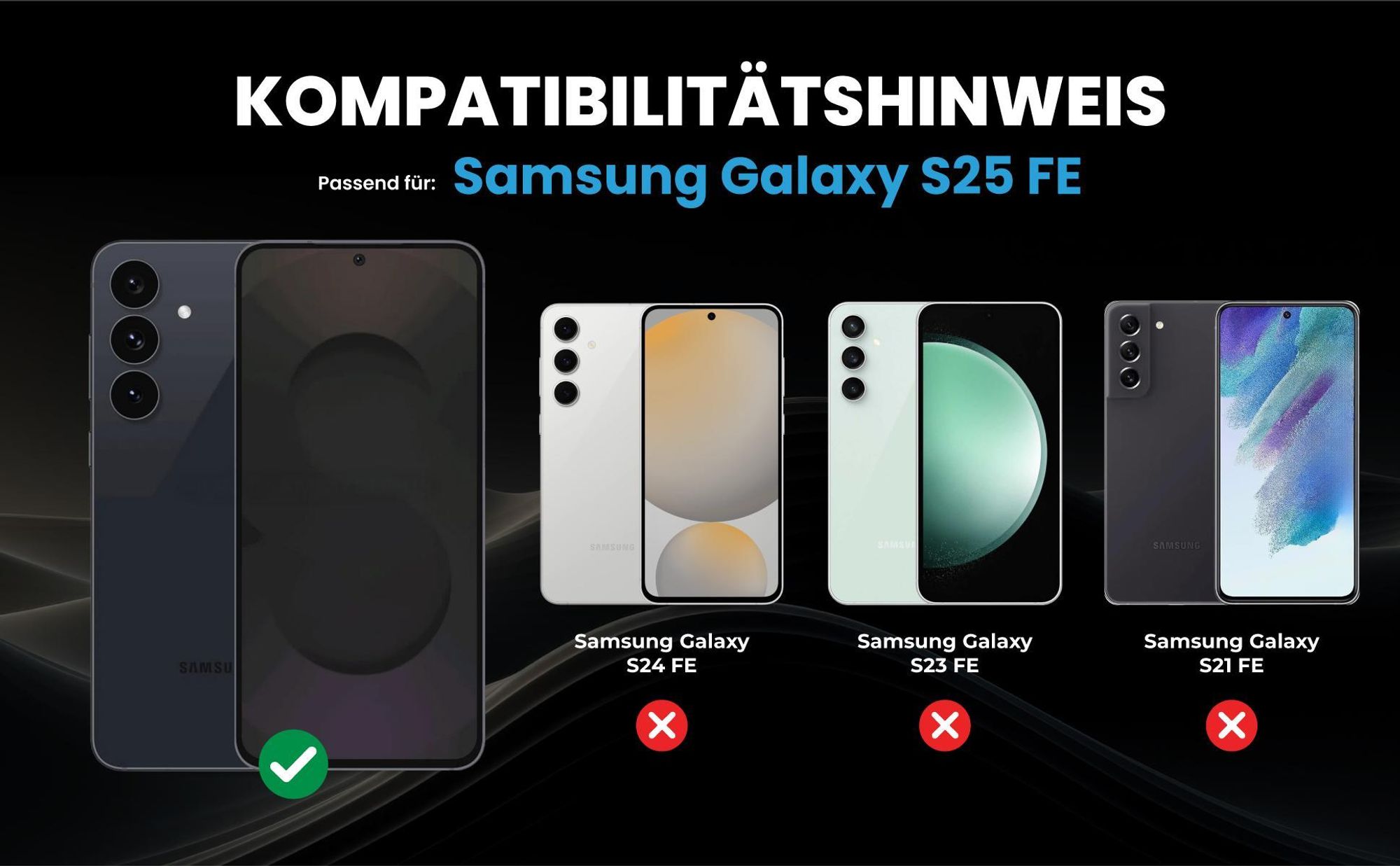 Handy Hülle für Samsung Galaxy S25 FE Geldbeutel Geldbörse RFID Schutz Klapphülle Cover Schutzhülle Wallet Farbe: Schwarz