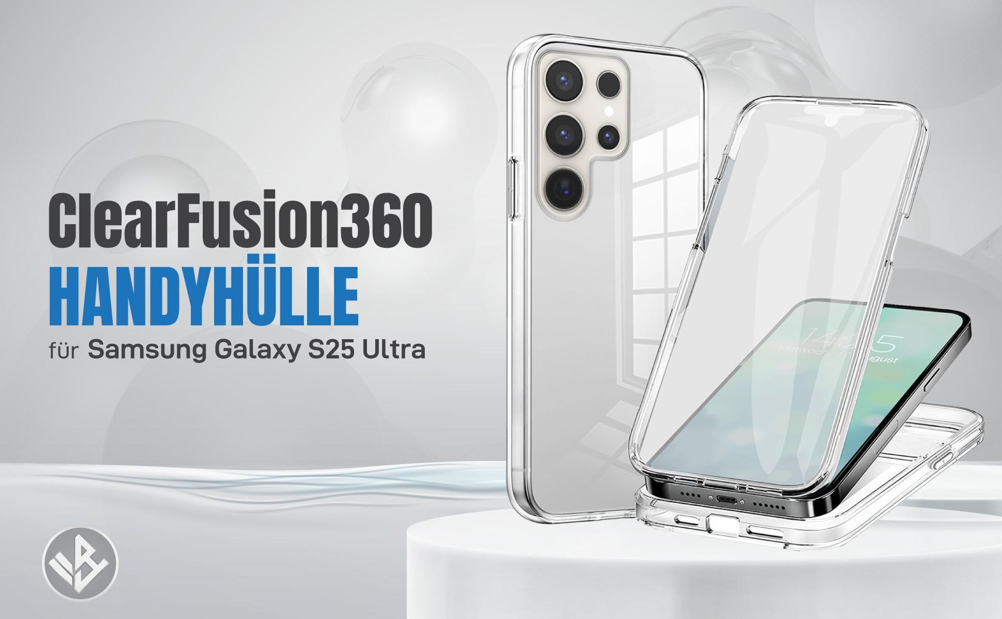 Transparente 360 Grad Hülle für Samsung Galaxy S25 Ultra mit Kameraschutz