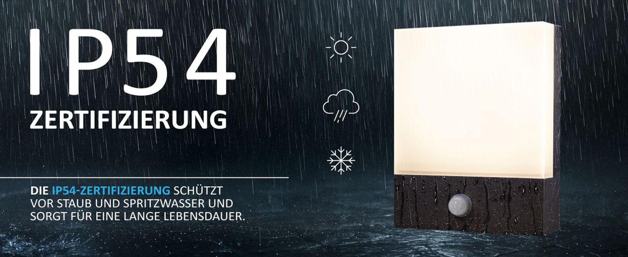 LED Außenwandleuchte mit Sensor 1521C1 12W 3000K IP54 schwarz, warmweiß 1200lm
