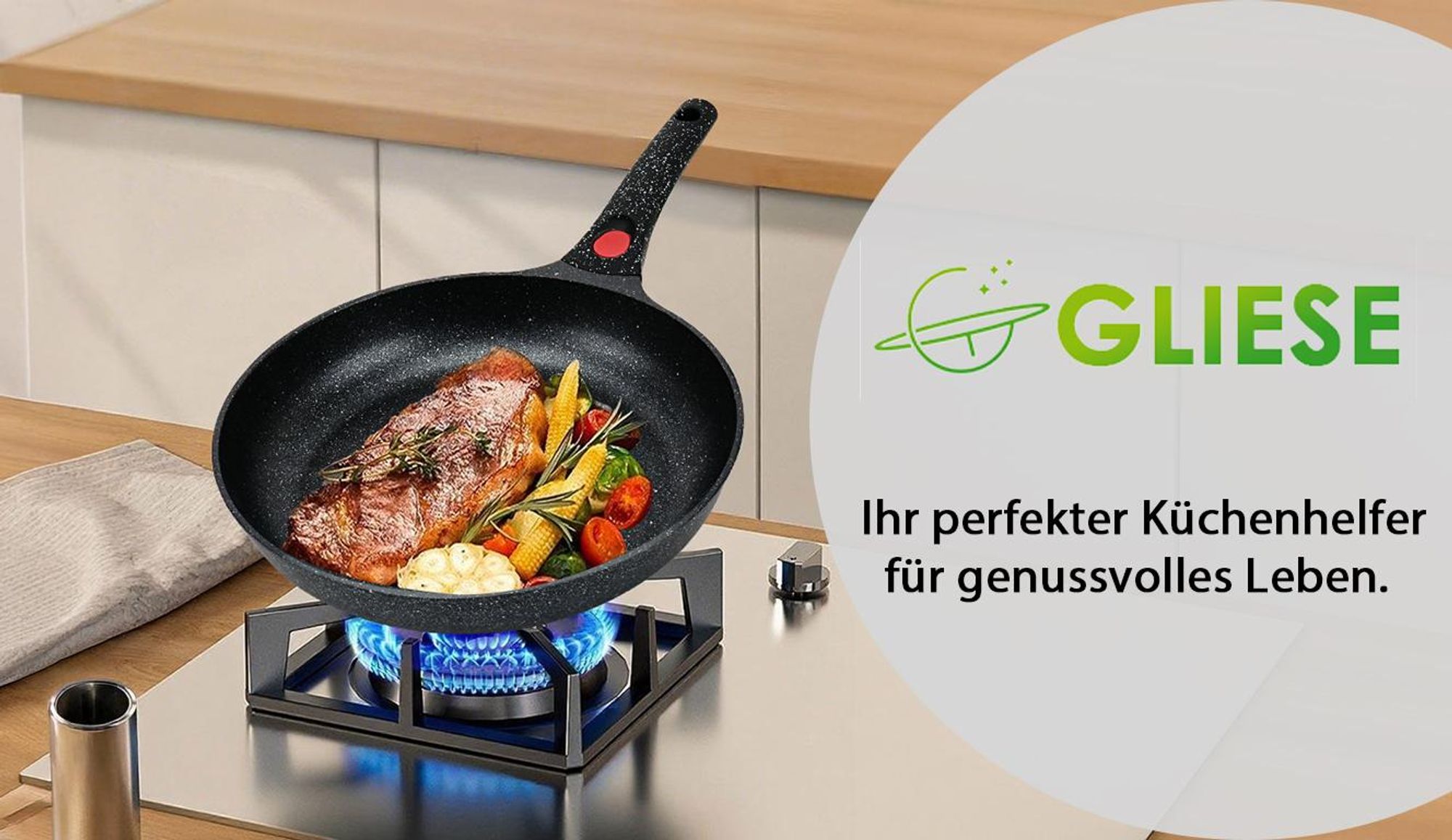Antihaft Pfanne Bratpfanne, abnehmbarer Stiel, Alle Herdarten inkl. Induktion, Ø 28 cm, 5 cm hoch