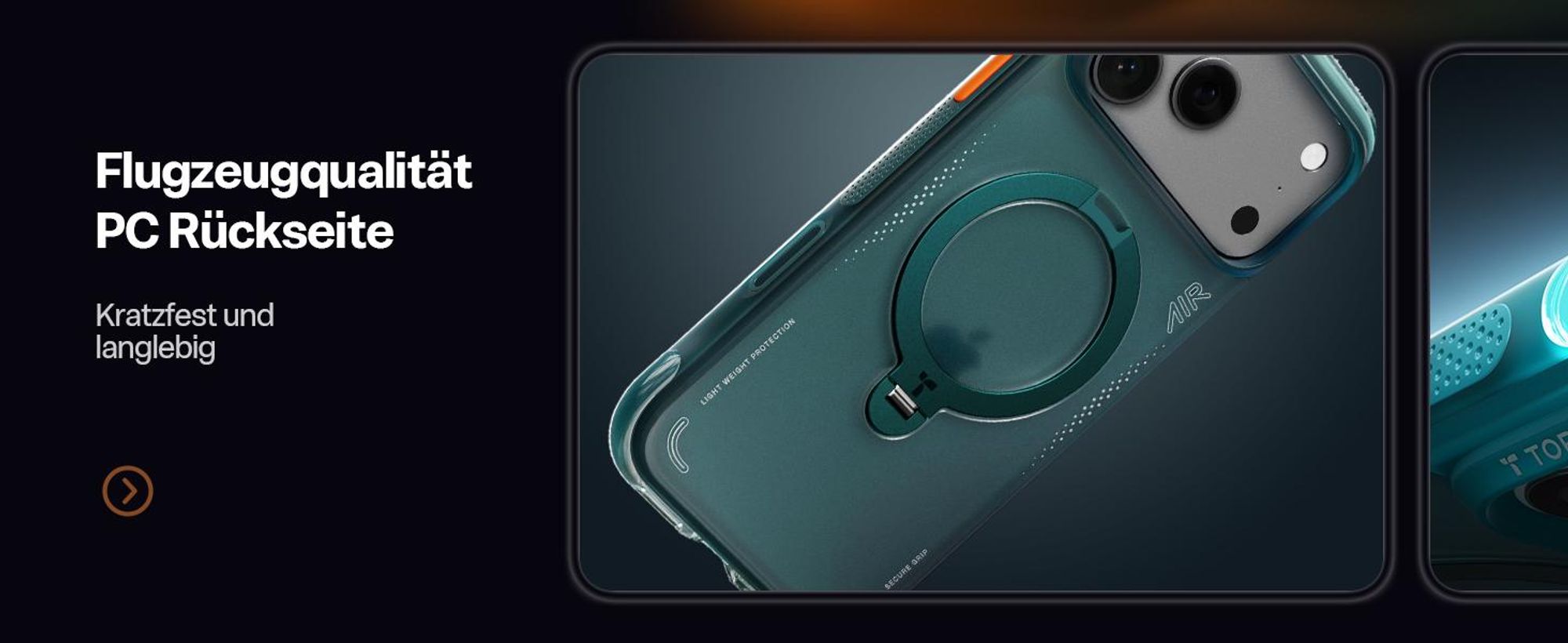 TORRAS Ostand Q3 Air für iPhone 17 Pro Hülle mit echtem Airbags Doppelter Schutz (360° Magnetischer Robust Ständer) Matt Handyhülle Blau