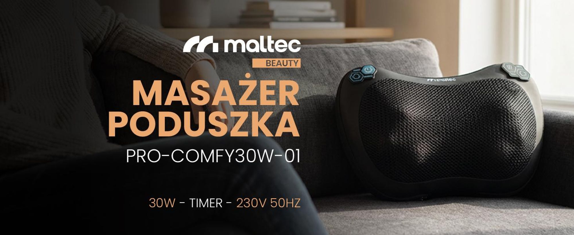 Poduszka masująca MalTec Shiatsu do masażu pleców, karku, rozgrzewająca