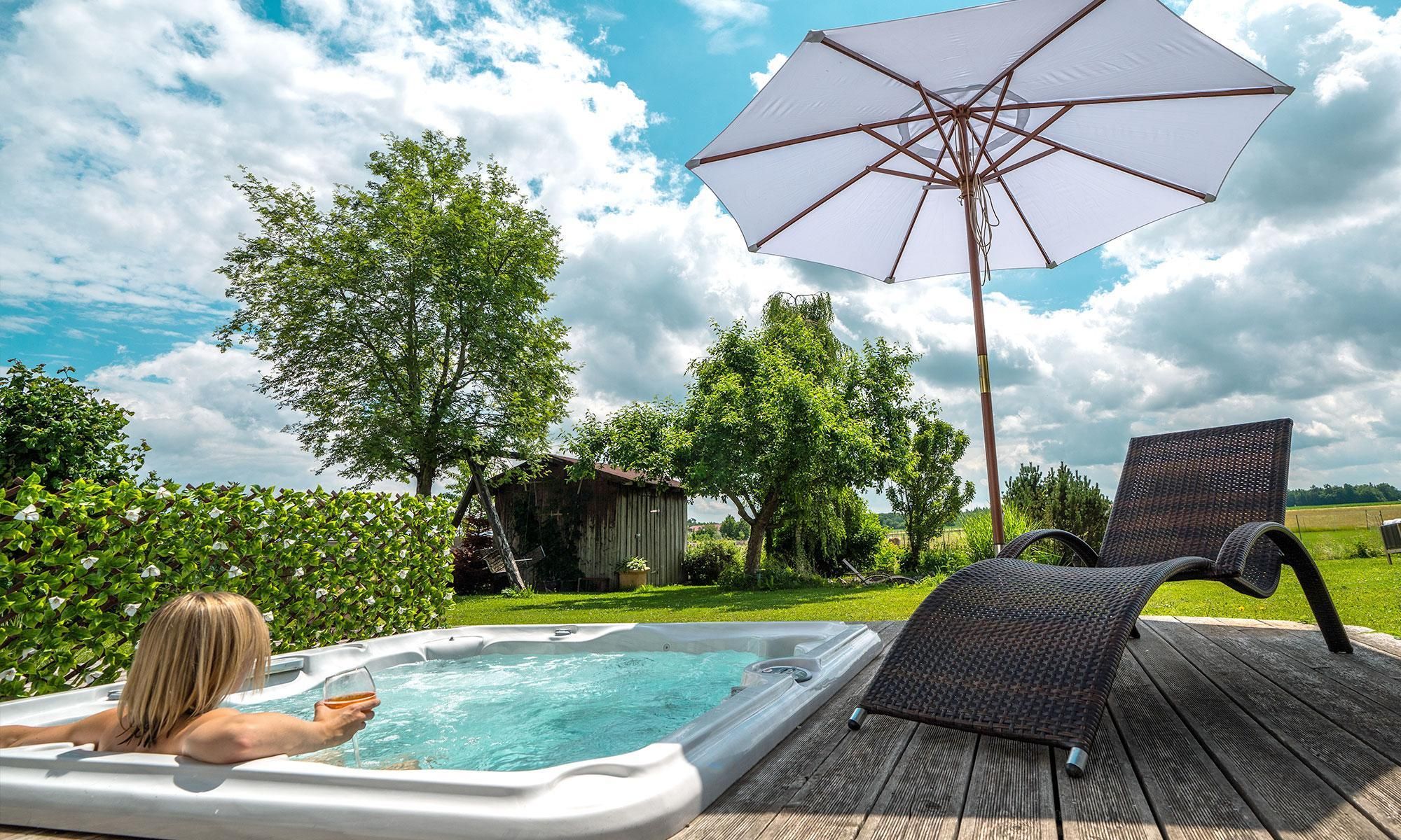 Sonnenschirm Holz 3m rund Garten knickbar UV-Schutz wasserabweisend weiß paramondo paramadera