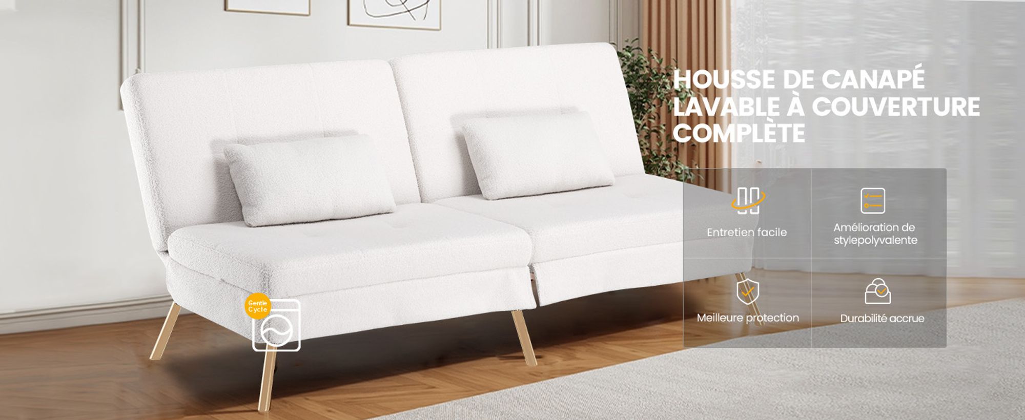COMHOMA Schlafsofa mit Schlaffunktion, Sofa Klappsofa, Bettcouch, ecksofa, Couch Gästebett, 3-Sitzer Sofa, mit verstellbare Rückenlehne aus Teddystoff