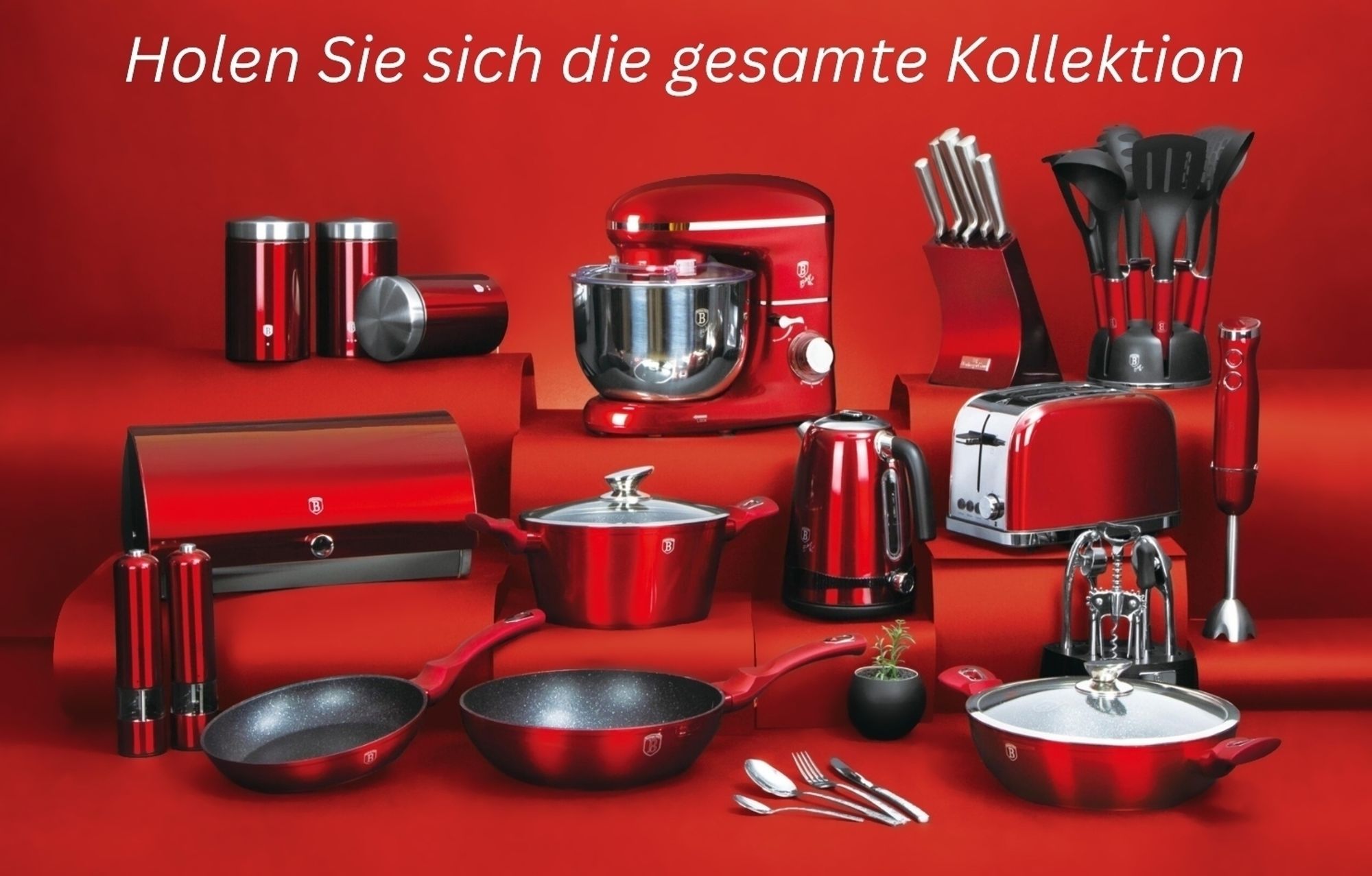 Berlingerhaus Topf mit Marmoroberfläche und Deckel 20 cm Burgundy Metallic Line BH-1256