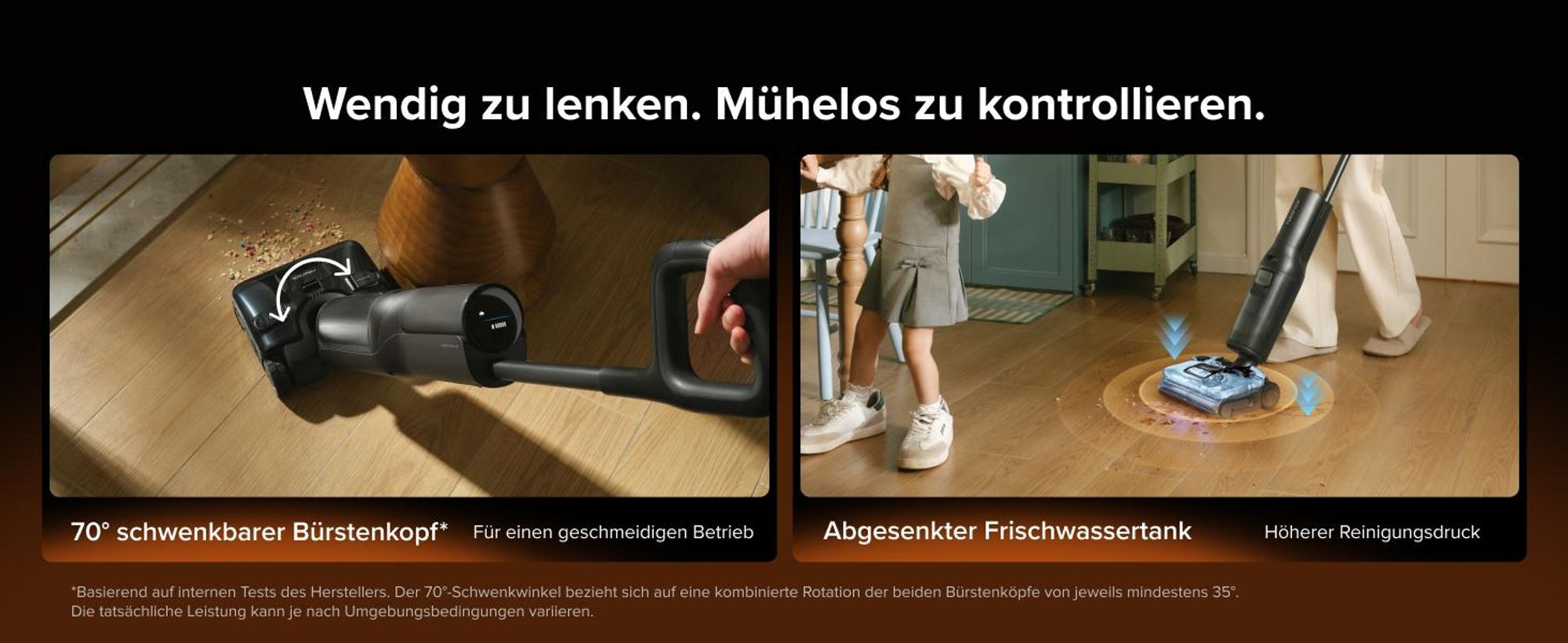 Roborock F25 Steam Nass Trockensauger mit Dampf, 180 °C Dampfmopp, 25.000Pa Saugkraft, Hochtemperatur-Selbstreinigung mit 95 °C, 180° Flaches Design