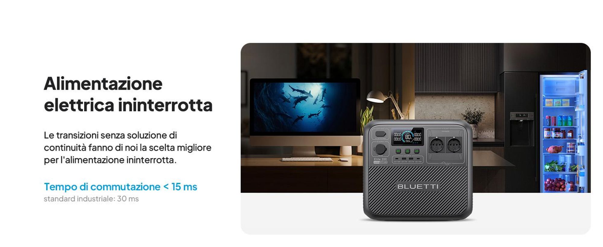 BLUETTI Elite 200 V2 Powerstation con caricatore 1, 2073,6Wh LFP di backup, ideale per viaggi, off-grid, interruzioni di corrente